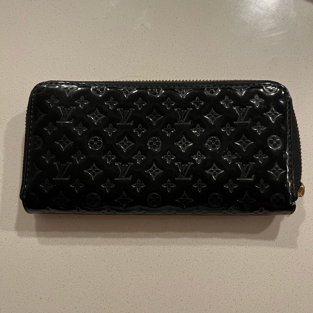 LV black patent leather wallet